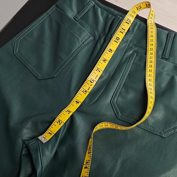 Anthropologie Maeve The Colette Crop Wide Leg Pant, Faux Leather, Green, 28 - Picture 8 of 9